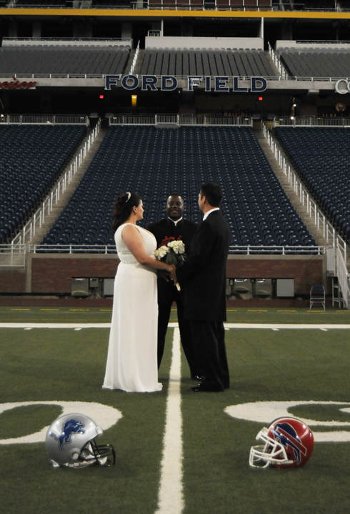 Married at the 50 yard line at Ford Field