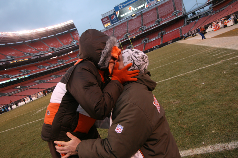 Proposal on field at Cleveland Browns Stadium