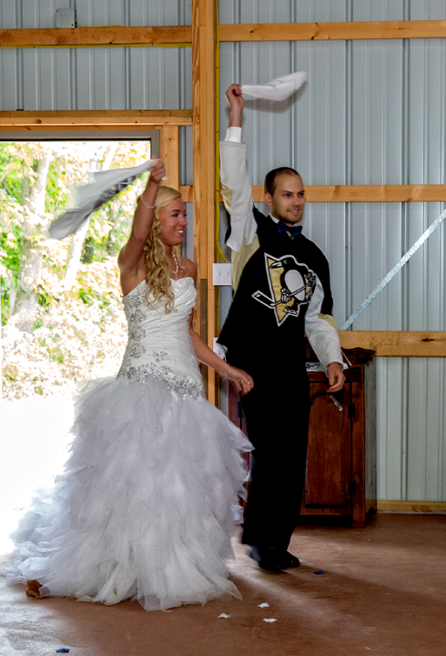 Bride and Groom with Wedding Towels