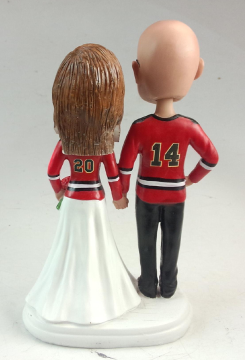 Wedding cake topper figurines - hockey themed