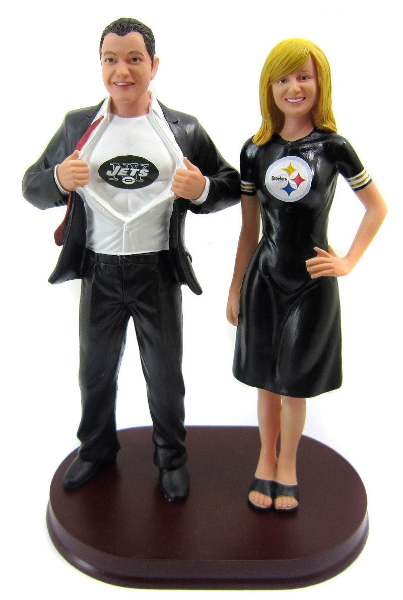 football wedding cake topper rivalry